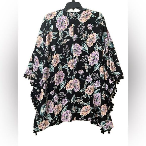 Freshwater Tassel-Trim Swim Cover-Up Kimono - Picture 3 of 6